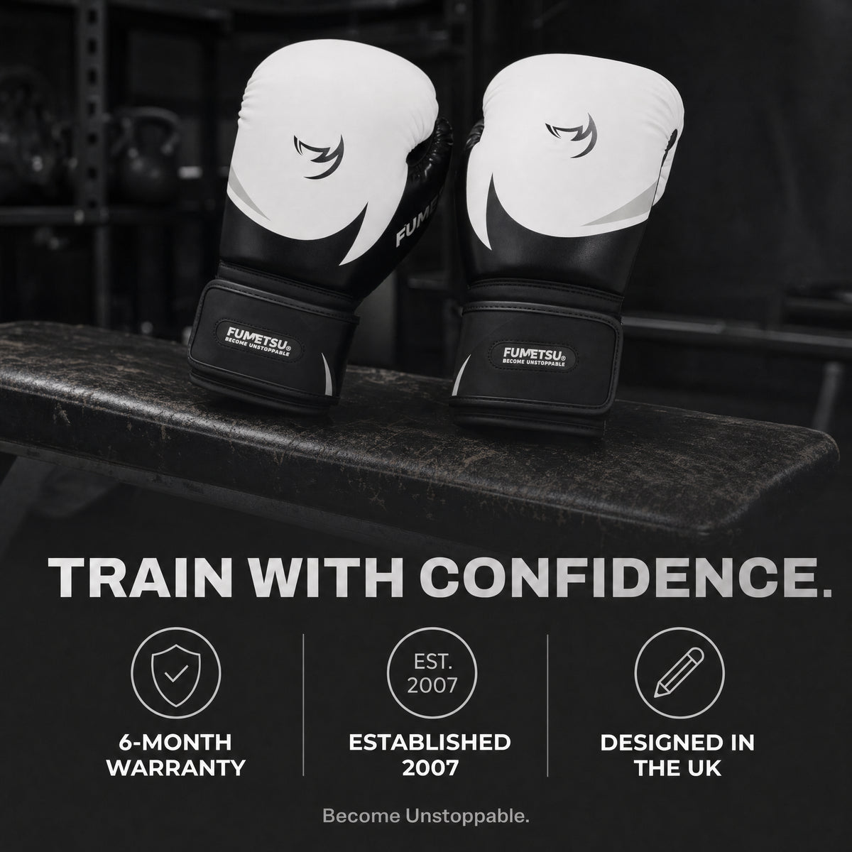 Fumetsu Ghost S3 Boxing Gloves White/Black/Grey — reassurance