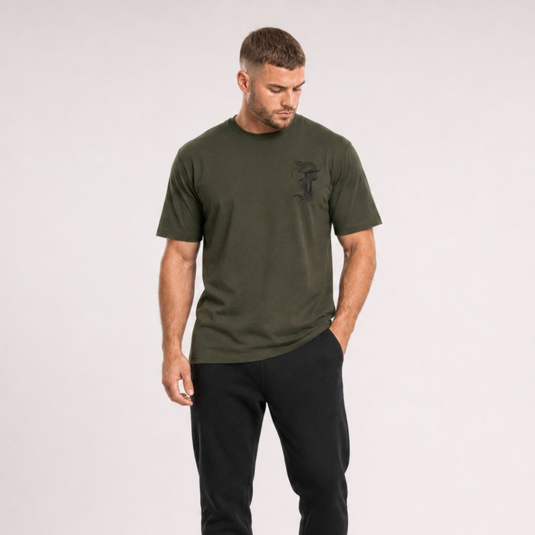 Khakifarbenes Anaconda-T-Shirt