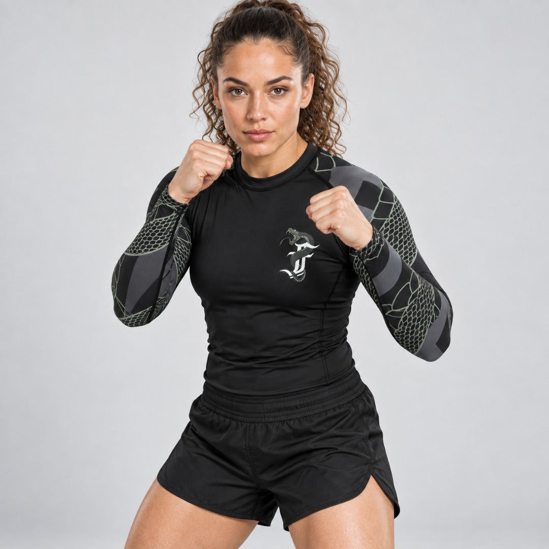 Anaconda Womens Long Sleeve Rash Guard Black/Khaki