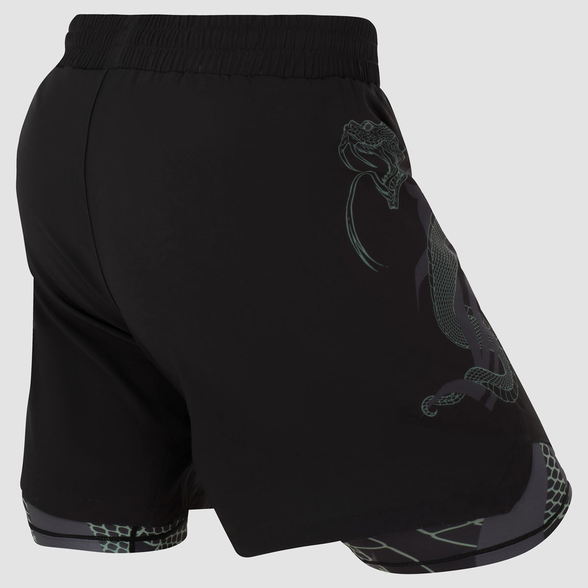 Black/Khaki Anaconda Womens Dual Layer Fight Shorts - Fumetsu