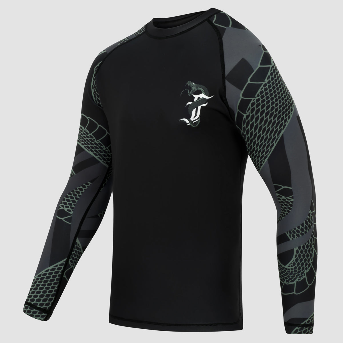 Black/Khaki Anaconda Womens Long Sleeve Rash Guard - Fumetsu