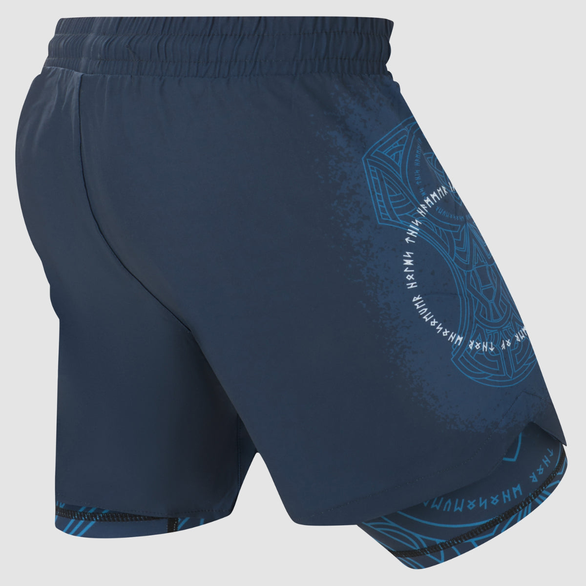 Blue/Black Mjolnir Dual Layer Fight Shorts - Fumetsu