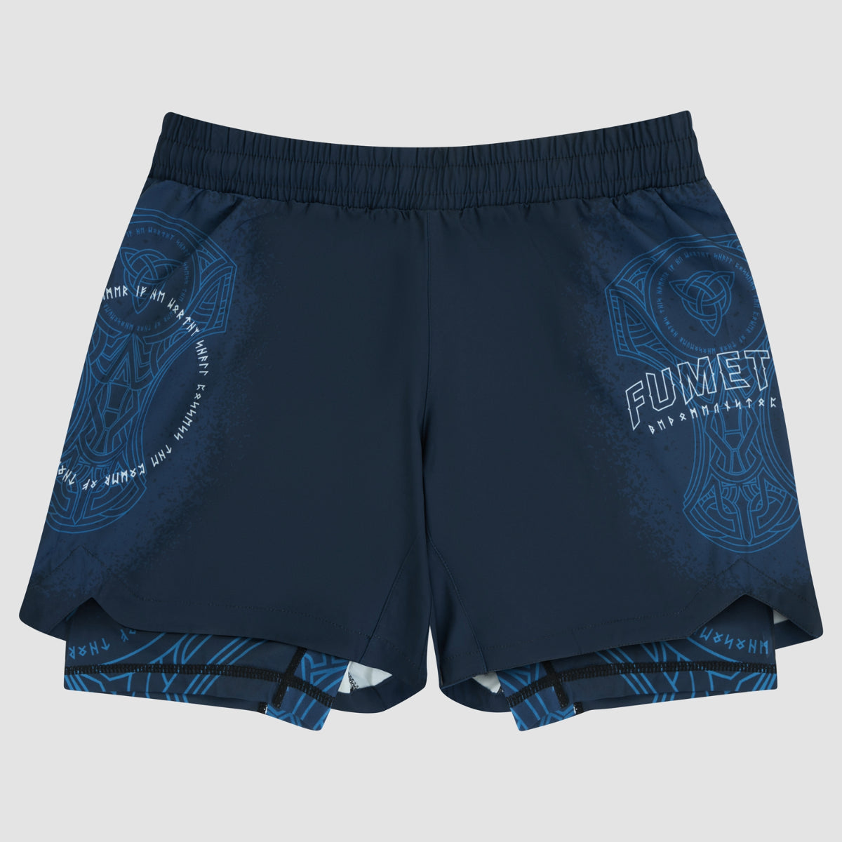 Blue/Black Mjolnir Dual Layer Fight Shorts - Fumetsu