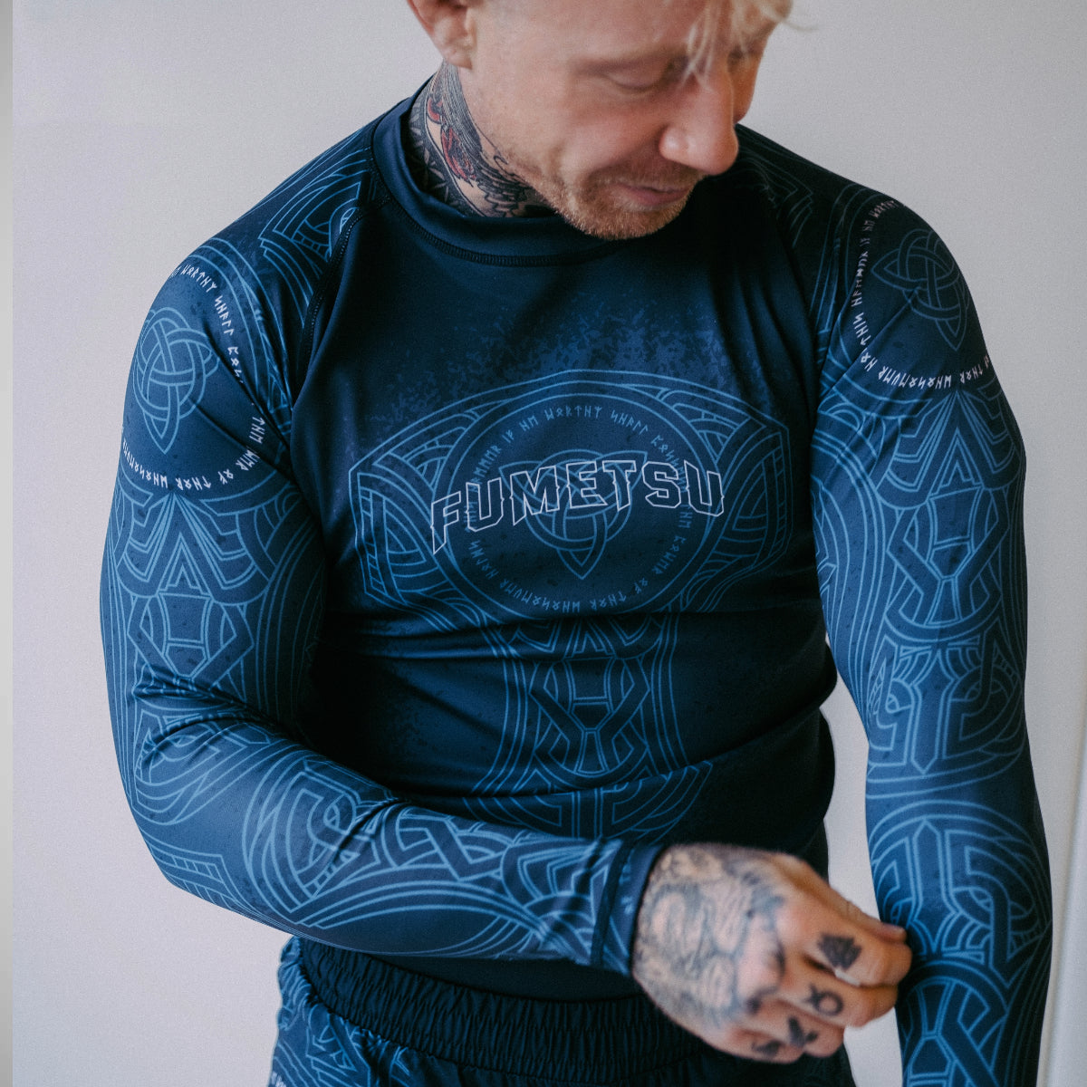 Blue/Black Mjolnir Long Sleeve Rash Guard - Fumetsu
