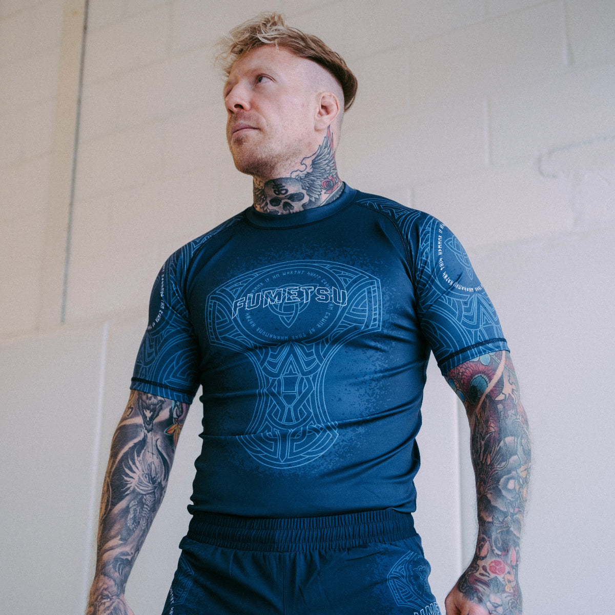 Blue/Black Mjolnir Short Sleeve Rash Guard - Fumetsu