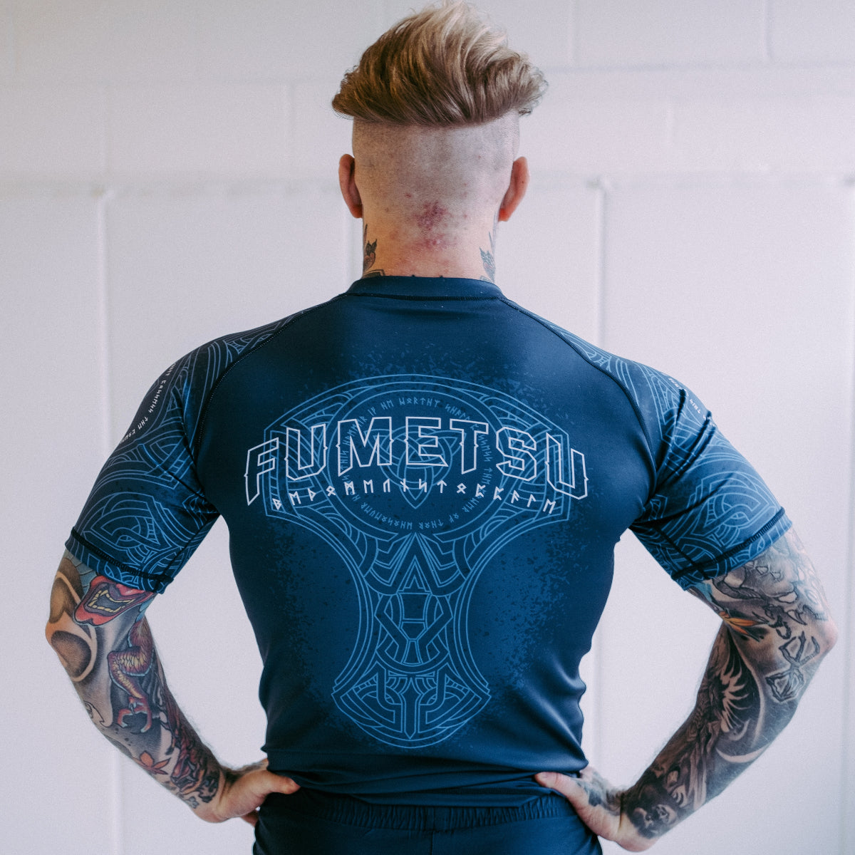 Blue/Black Mjolnir Short Sleeve Rash Guard - Fumetsu