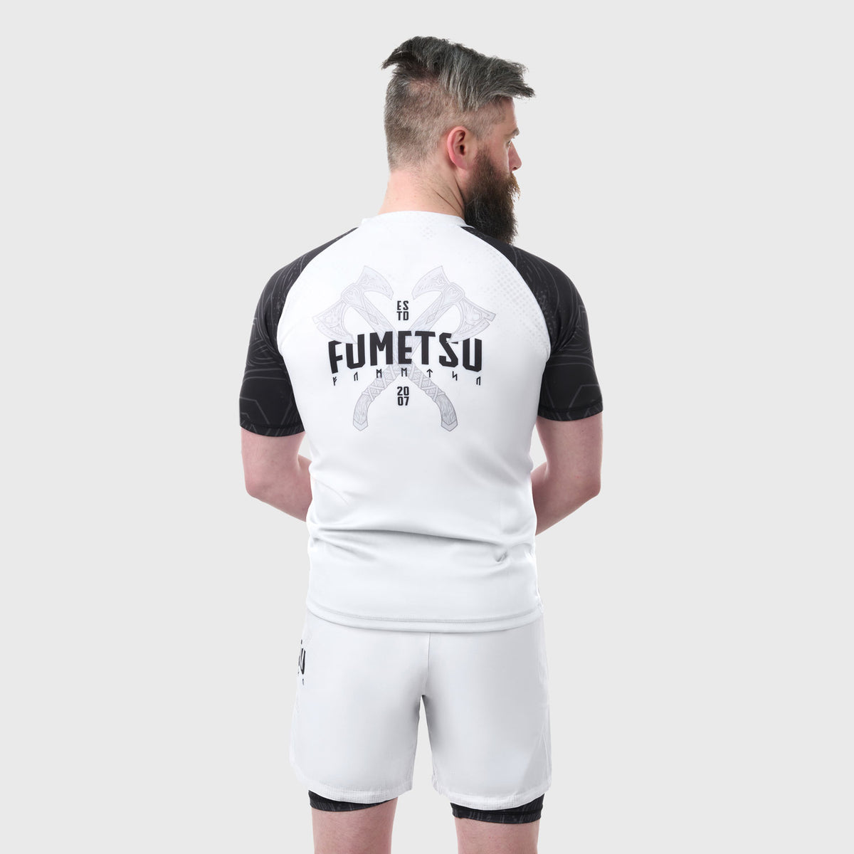 White/Black Berserker Dual Layer Fight Shorts - Fumetsu