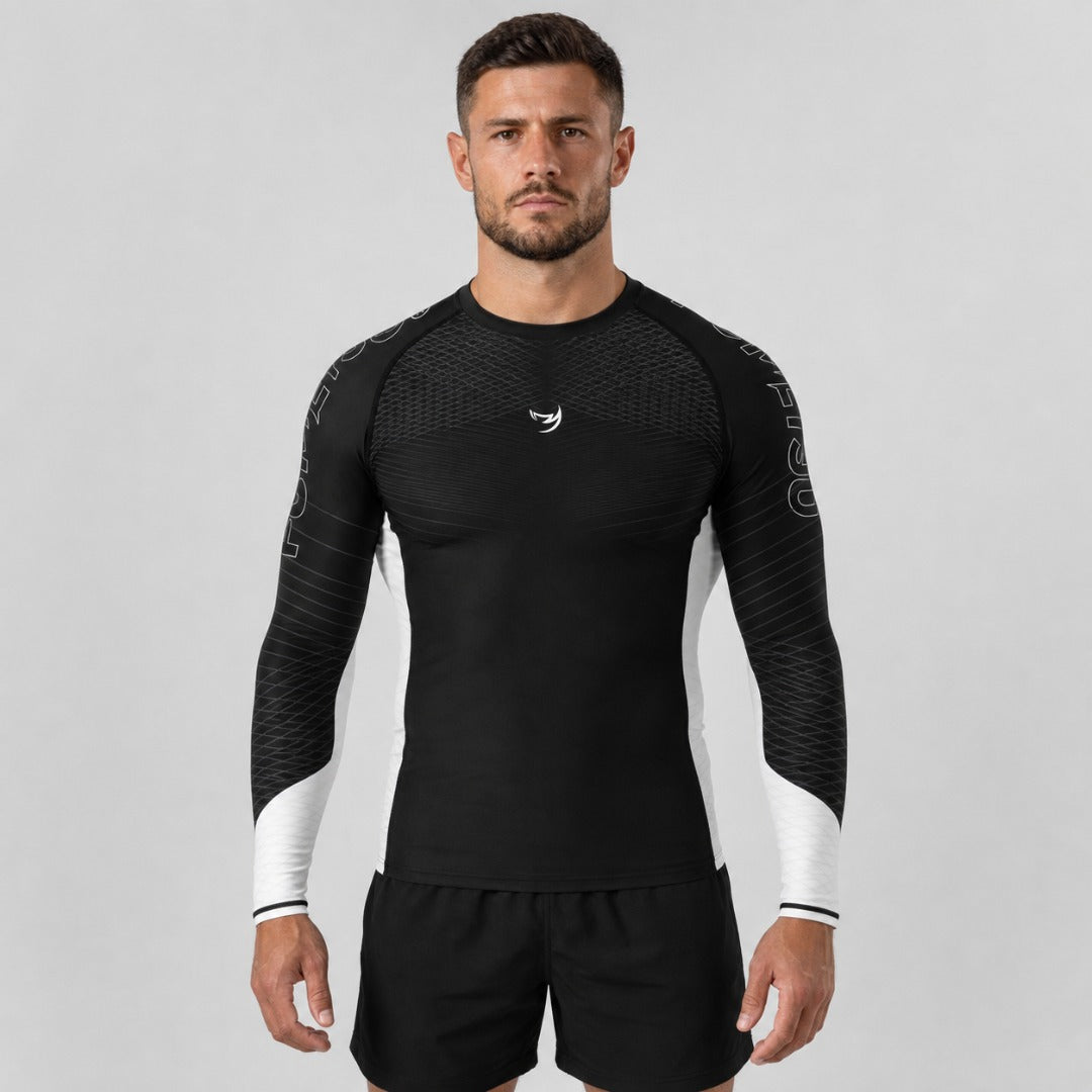 Competitor MK2 Long Sleeve Rash Guard Black/White Lifestyle 1