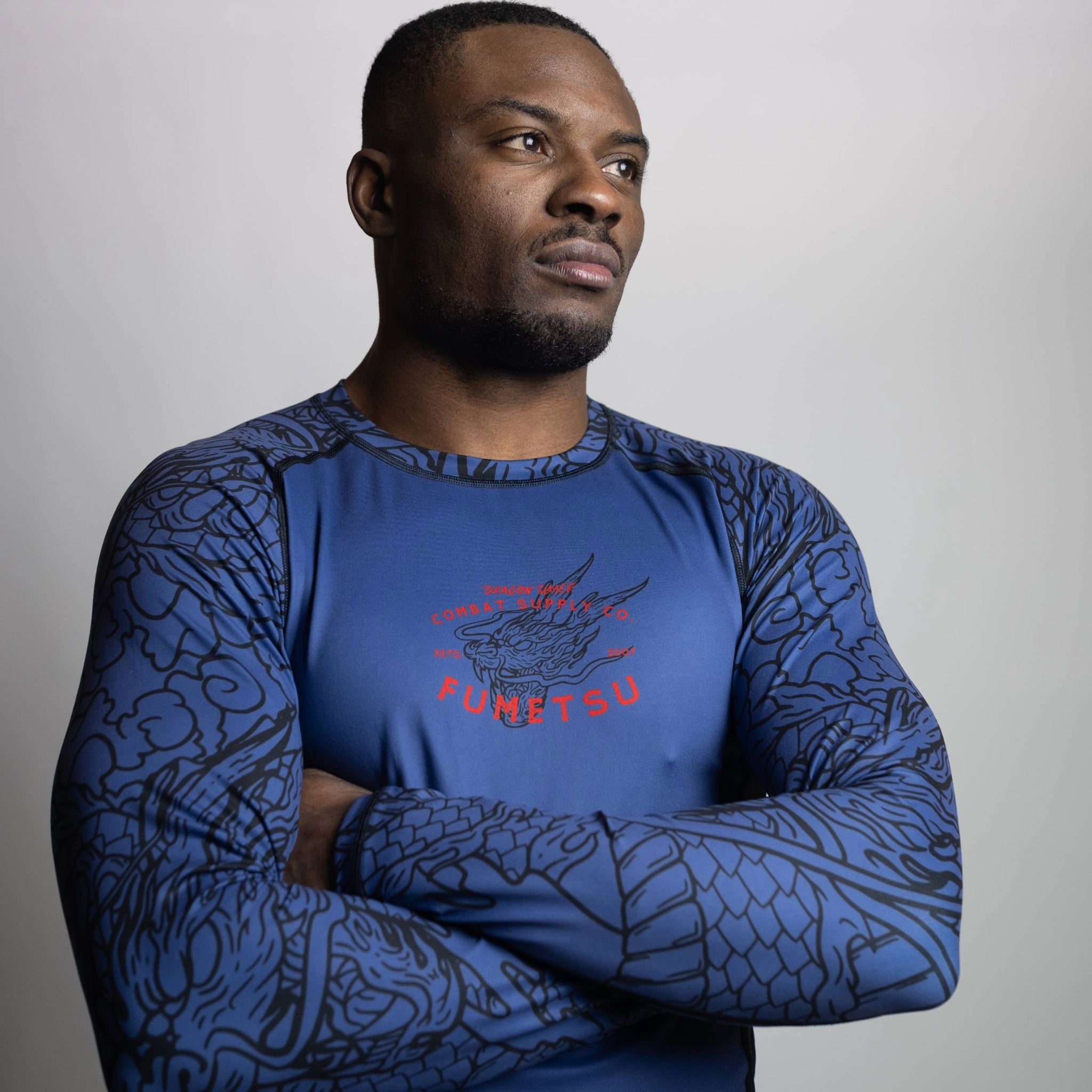 Dragon Slayer Long Sleeve Rash Guard Blue Lifestyle