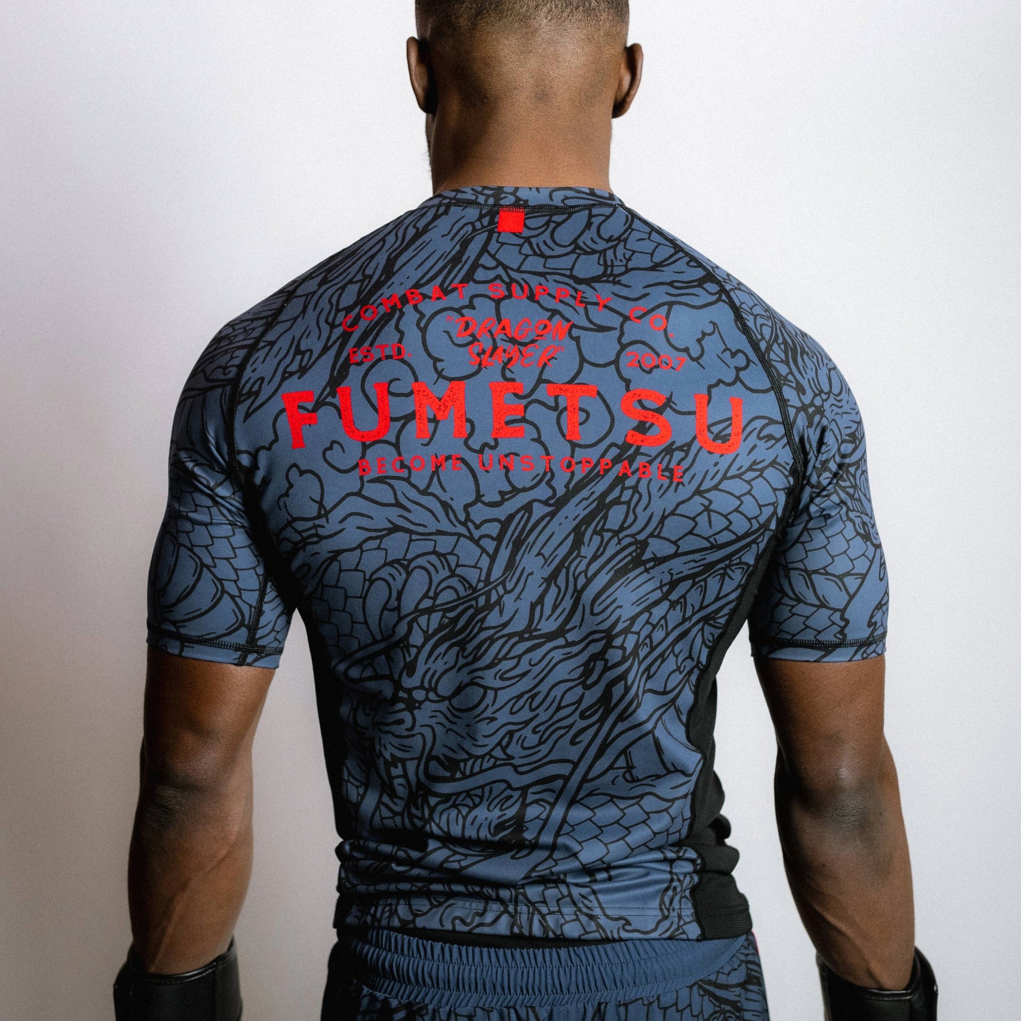 Dragon Slayer Short Sleeve Rash Guard Blue/Black/Red 3