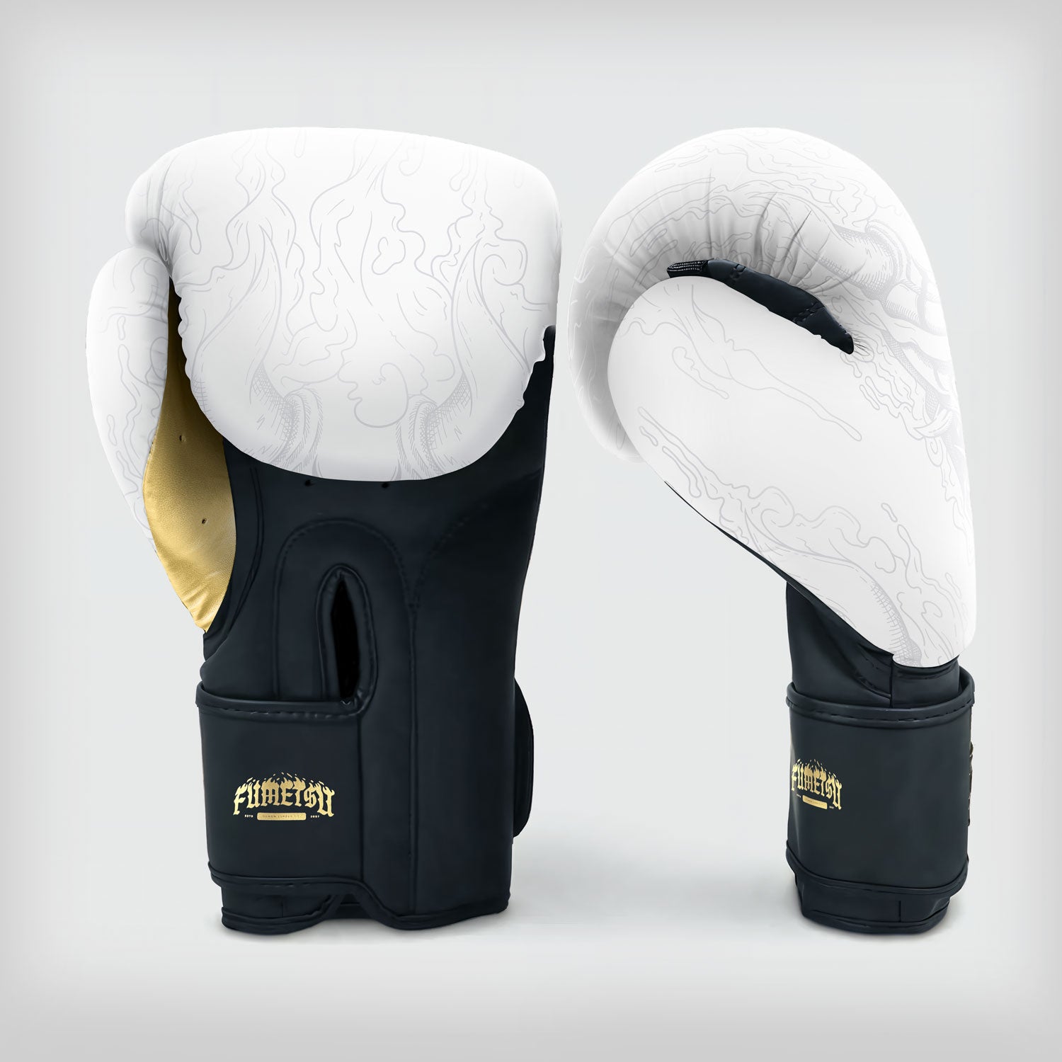 Oni Boxing Gloves White/Black/Gold
