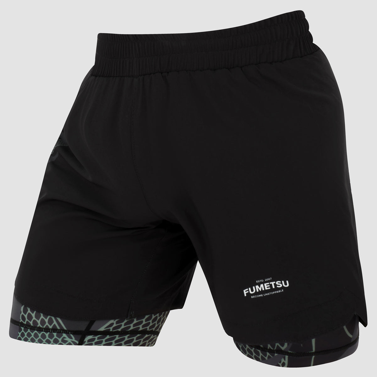 Black/Khaki Anaconda Dual Layer Fight Shorts - Fumetsu