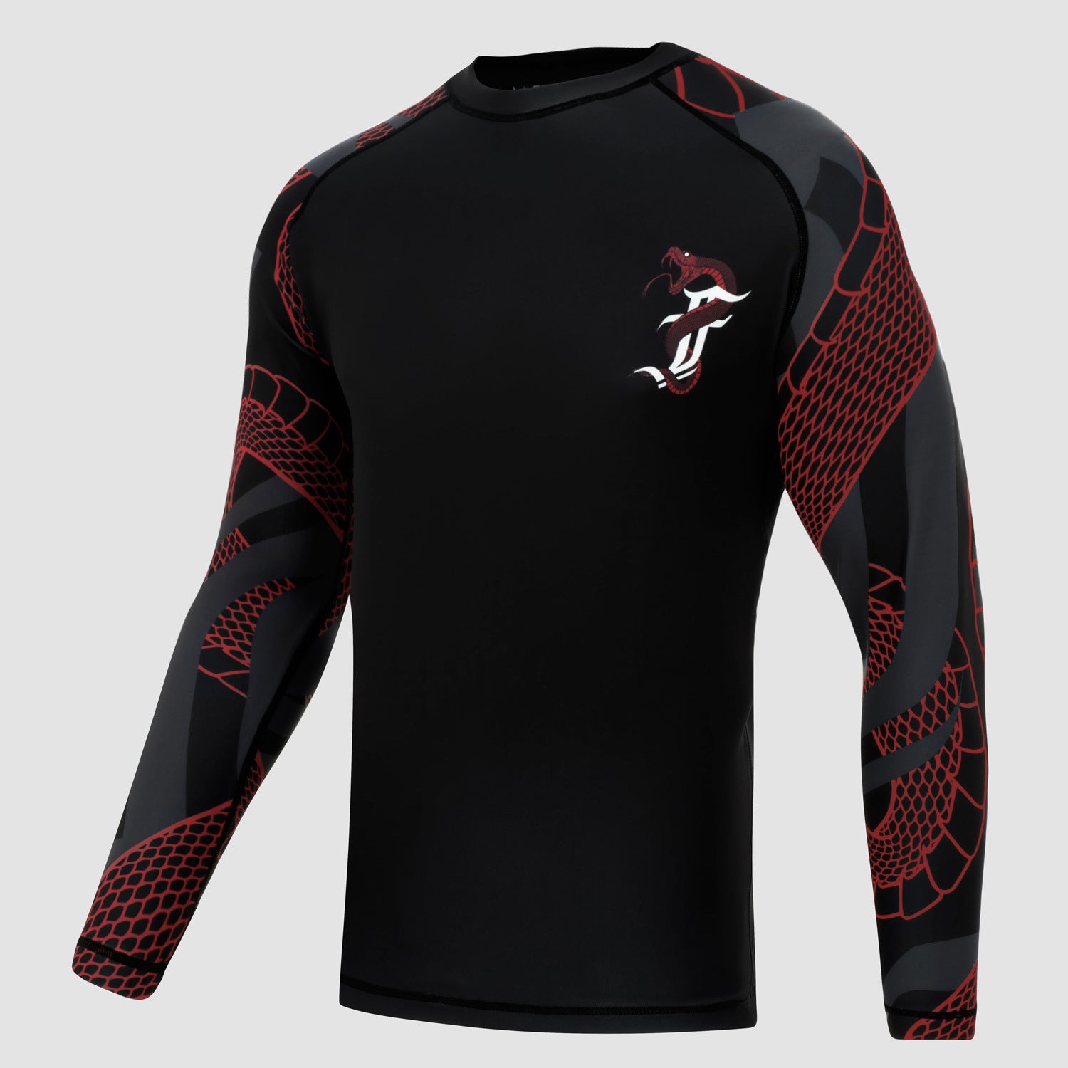 Black/Red Anaconda Long Sleeve Rash Guard - Fumetsu