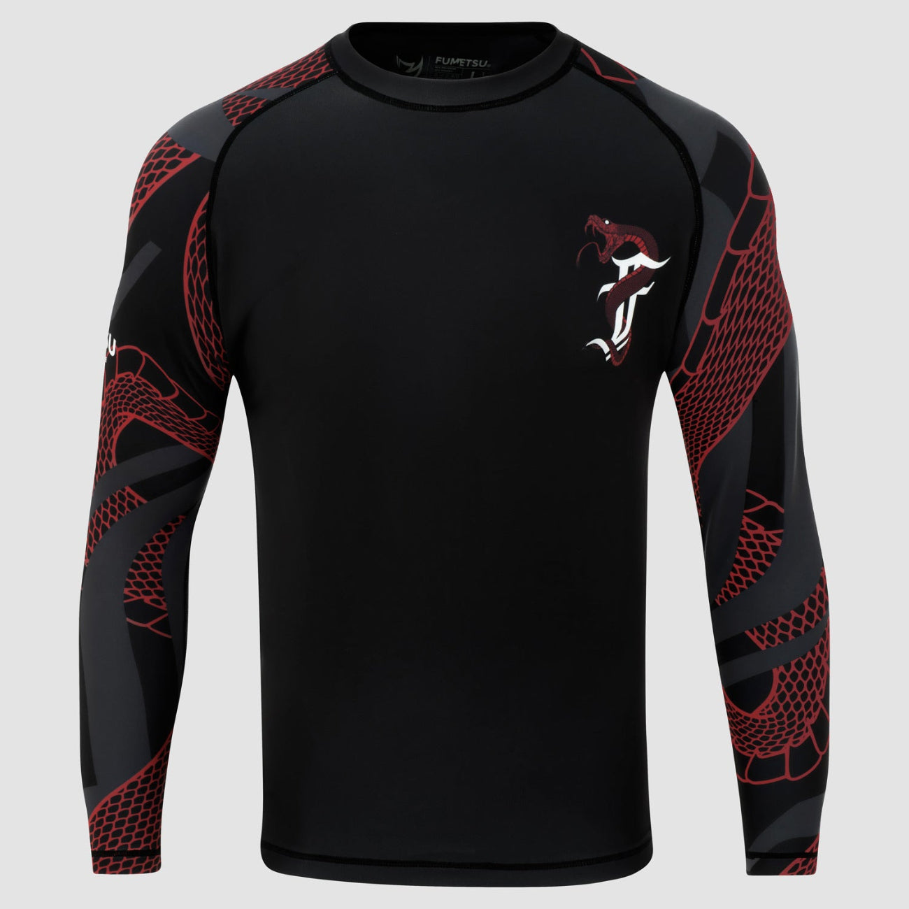 Black/Red Anaconda Womens Long Sleeve Rash Guard - Fumetsu