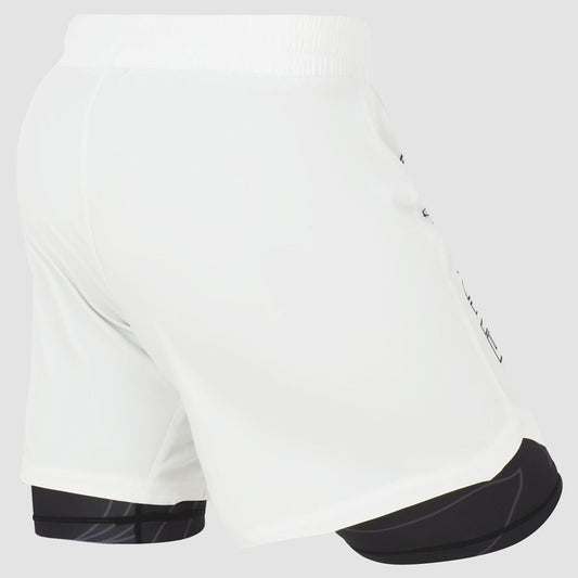 White/Black Icon Dual Layer Fight Shorts