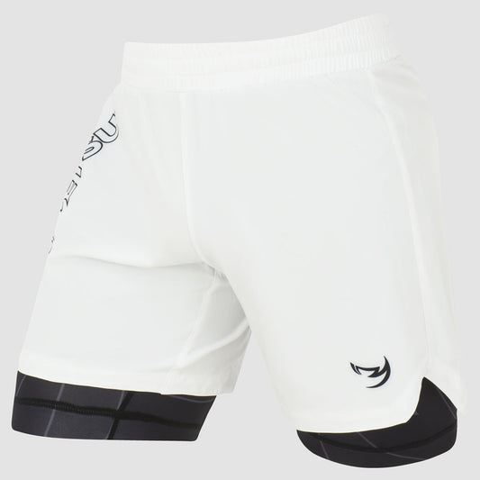 White/Black Icon Dual Layer Fight Shorts