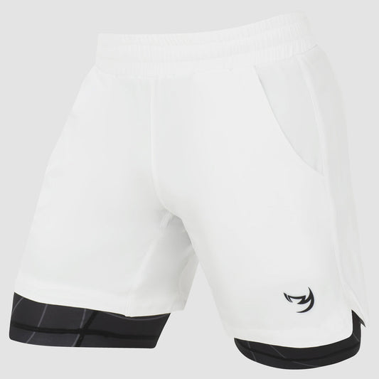 White/Black Icon Dual Layer Training Shorts