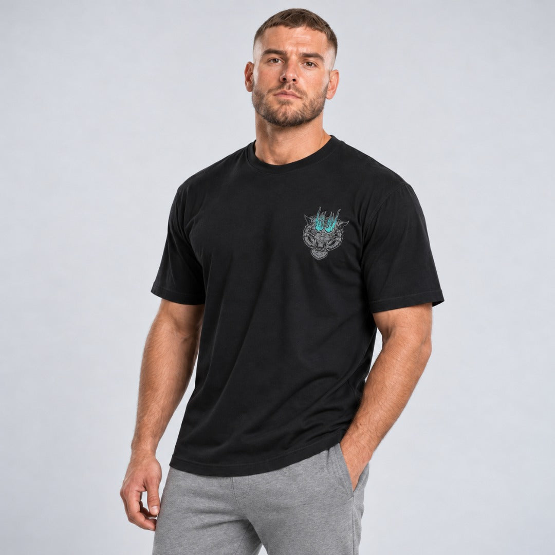 Inked Tiger T-Shirt Black/Grey/Teal Lifestyle