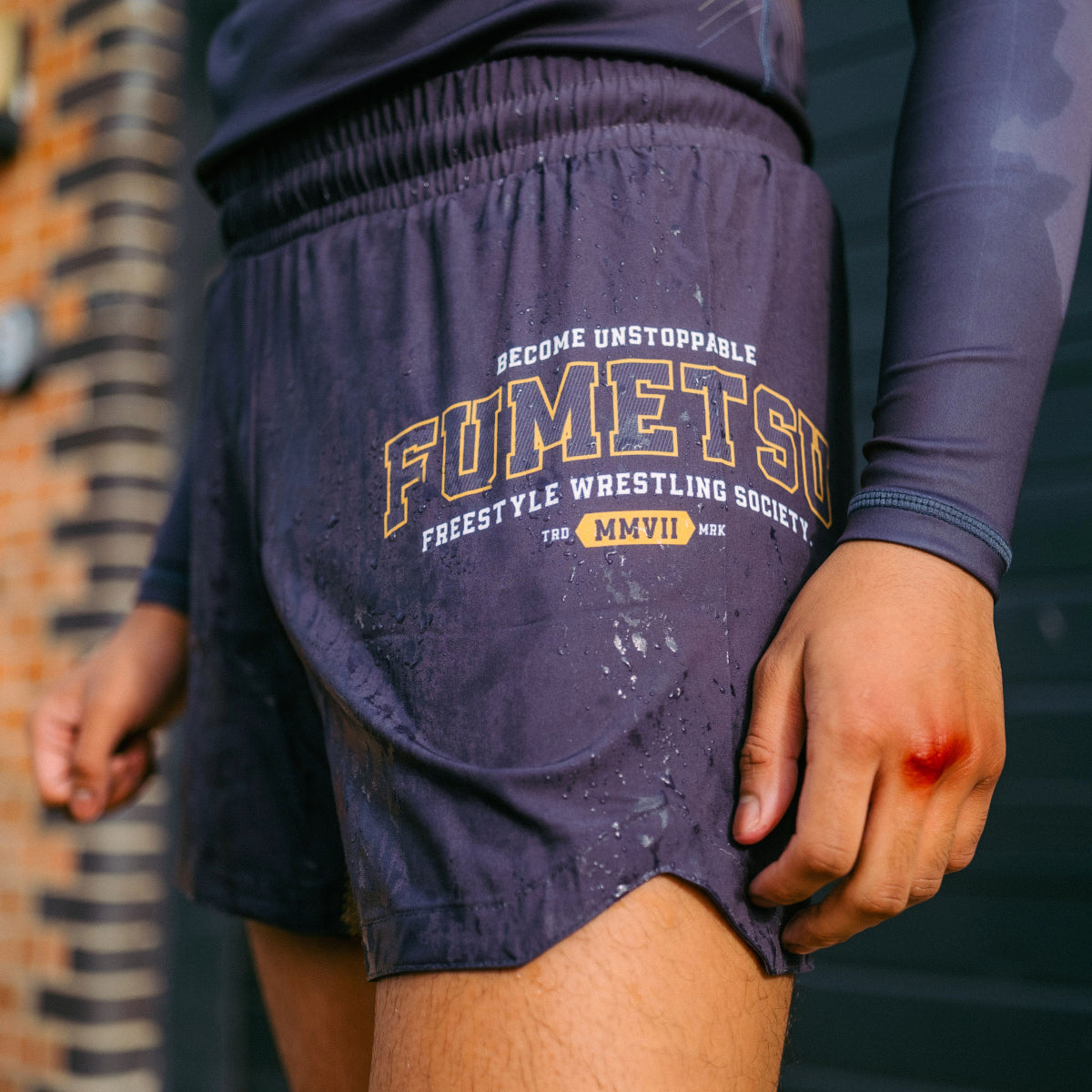 Grey Varsity V-Lite Fight Shorts - Fumetsu