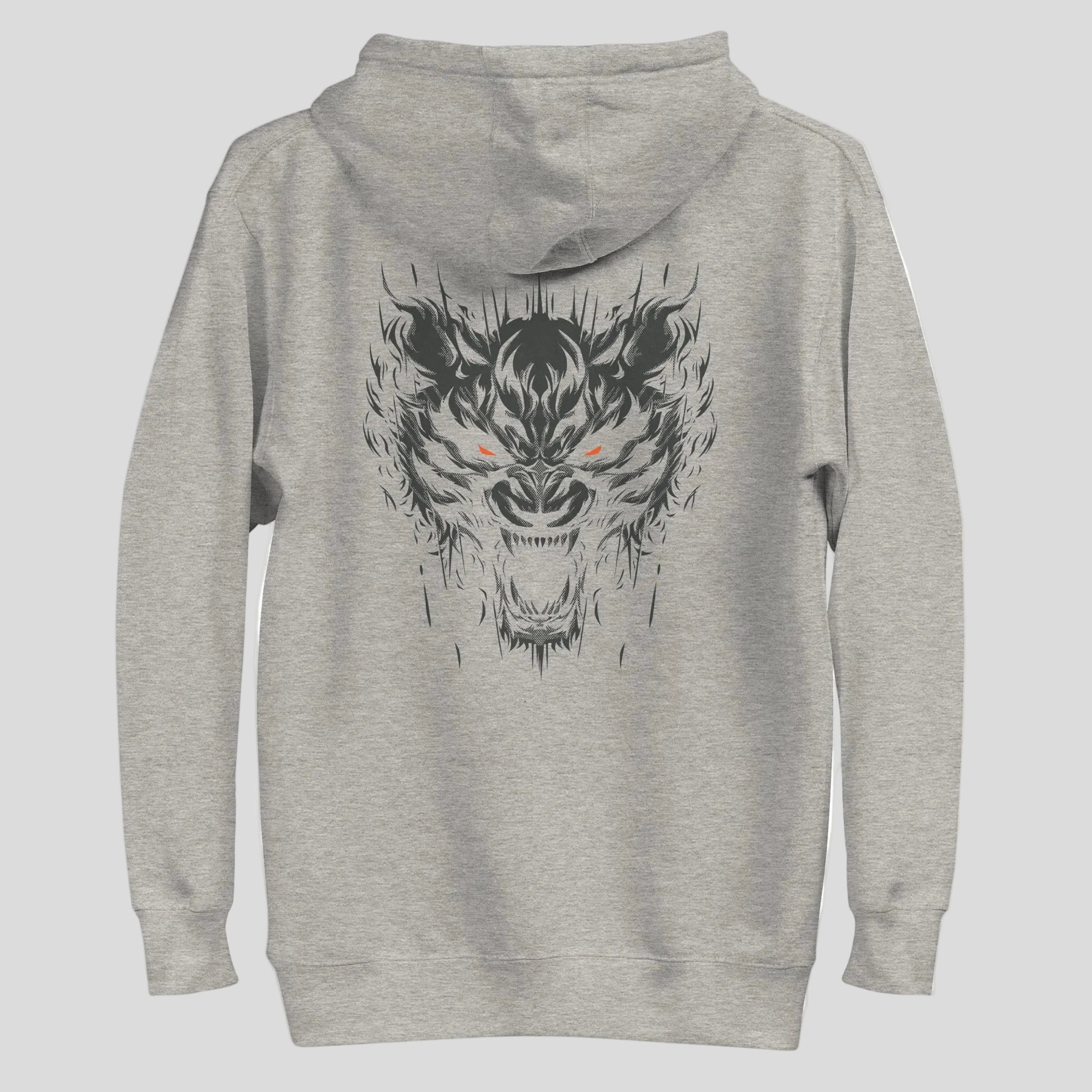 Immortal Tiger Hoodie Grey/Orange Back