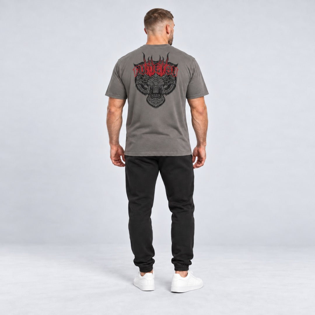 Inked - Tiger T-Shirt Charcoal/Red