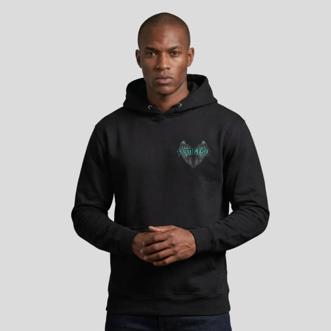 Inked - Wings Hoodie Black/Teal Lifestyle