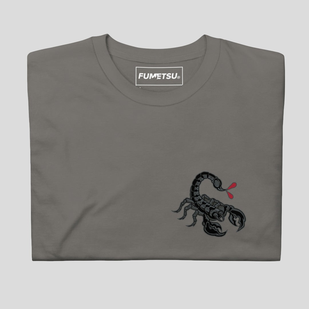 Inked Scorpion T-Shirt Charcoal/Red Folded