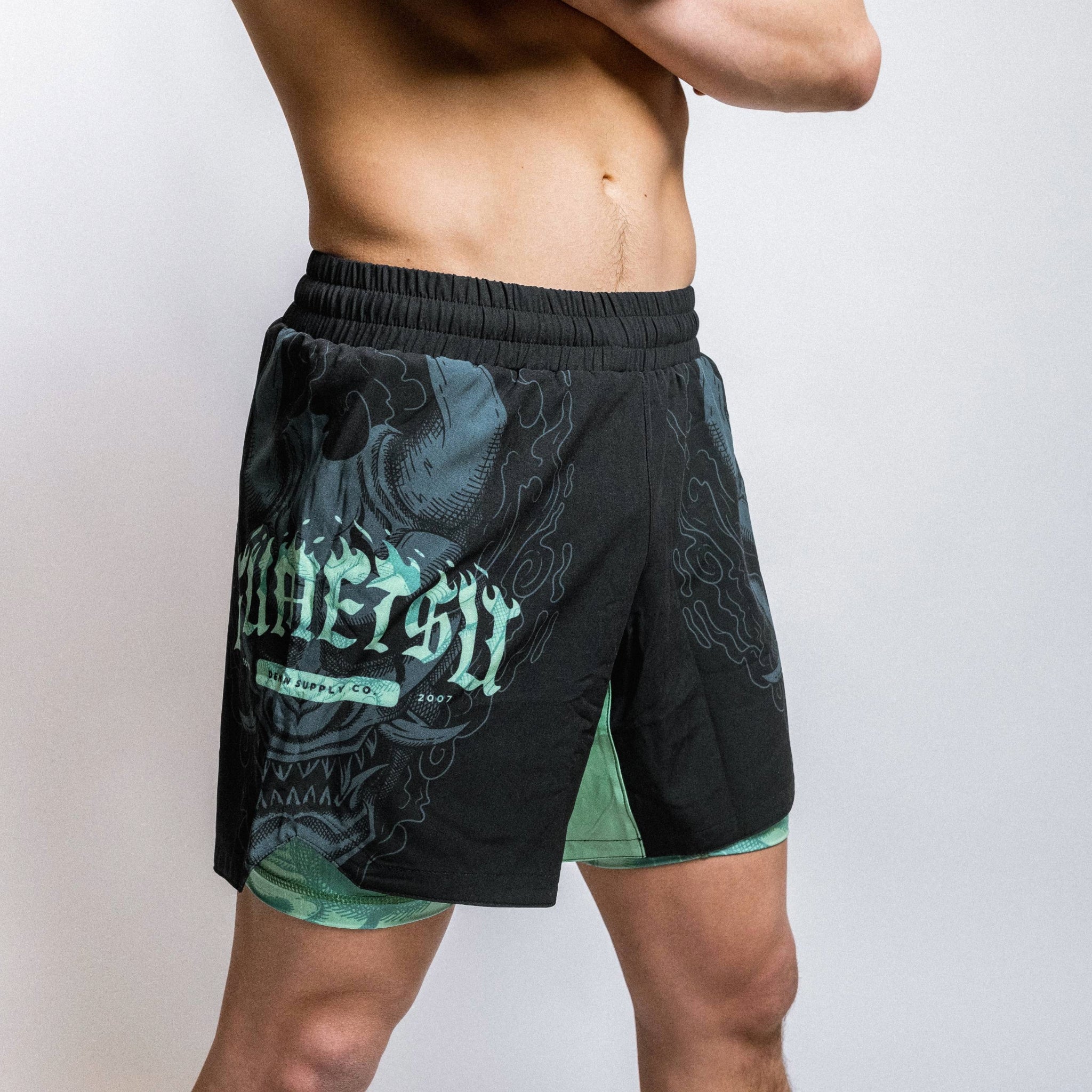 Oni-Dual-Layer-Shorts-Black-Blue-Mint