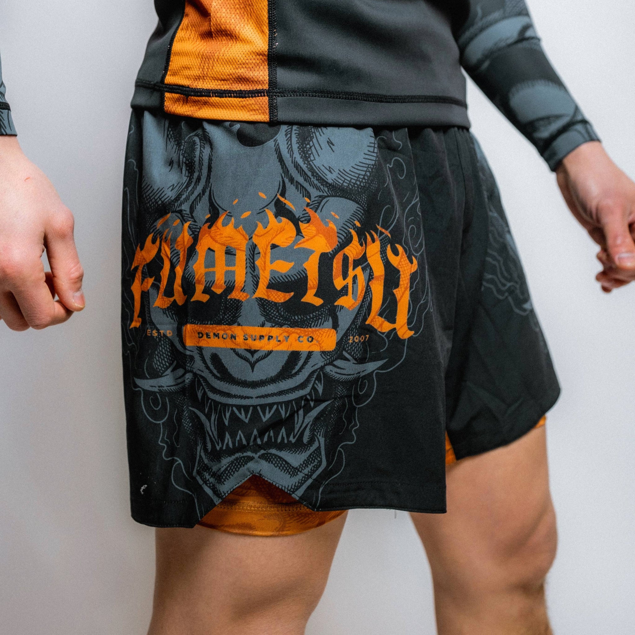 Oni Dual Layer Shorts Black/Grey/Bronze Close Up