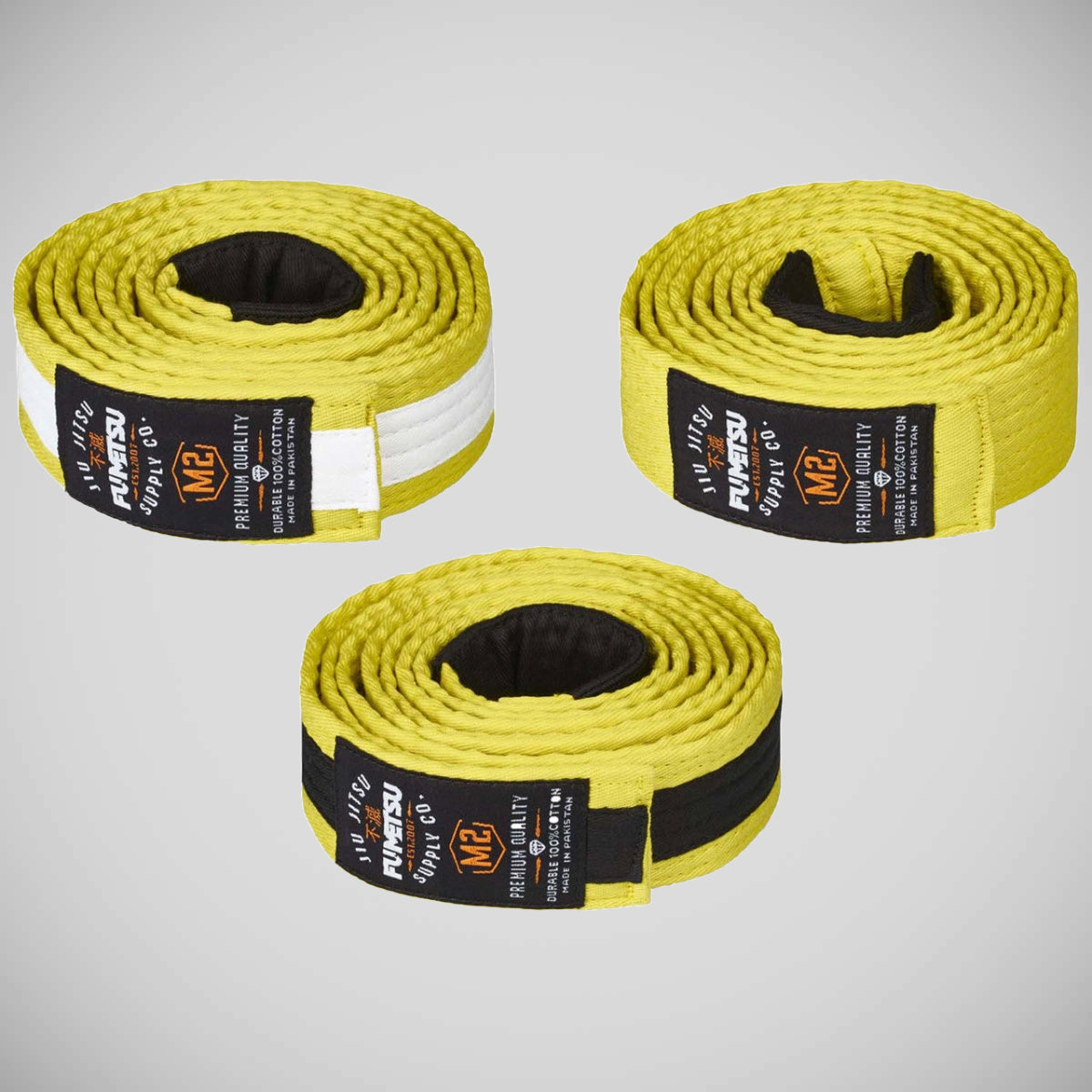 Yellow/Black V2 Kids BJJ Belt - Fumetsu