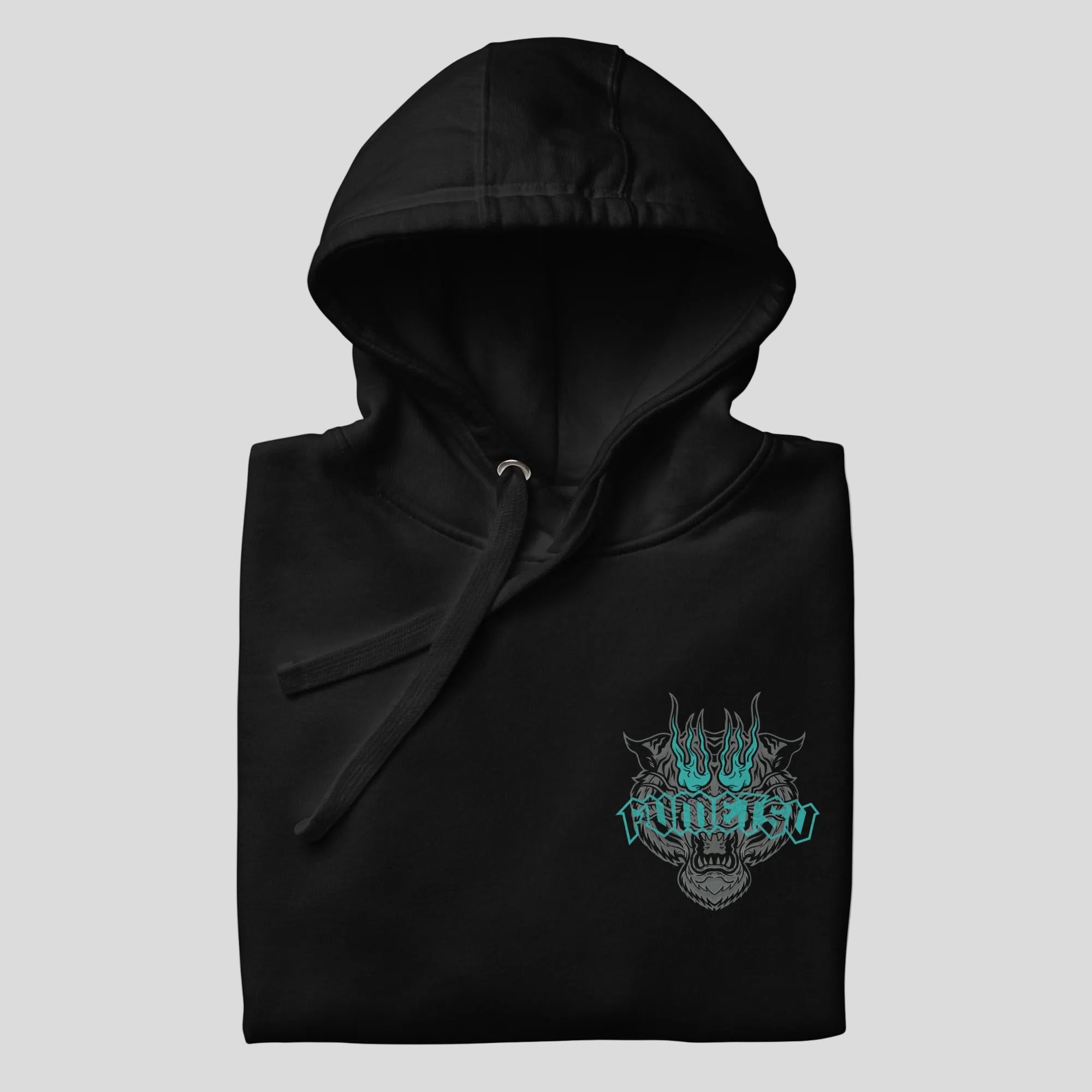 Inked - Tiger Hoodie Black/Teal Folded