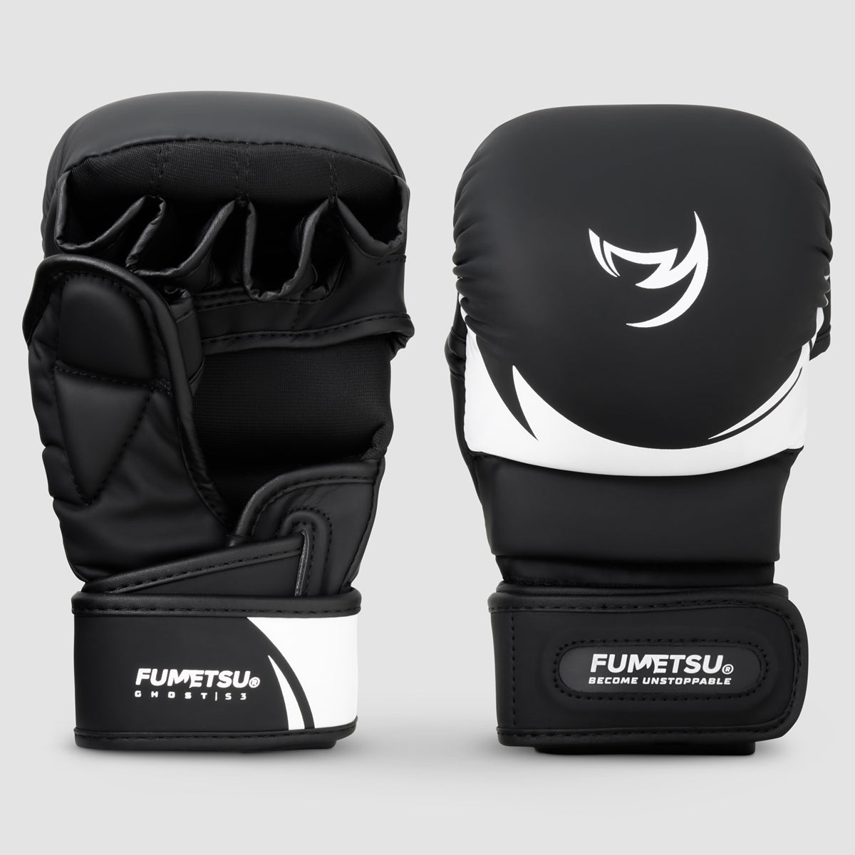 Black/White Ghost S3 Kids MMA Sparring Gloves - Fumetsu