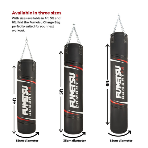 Black/White/Red Charge 6ft Punch Bag