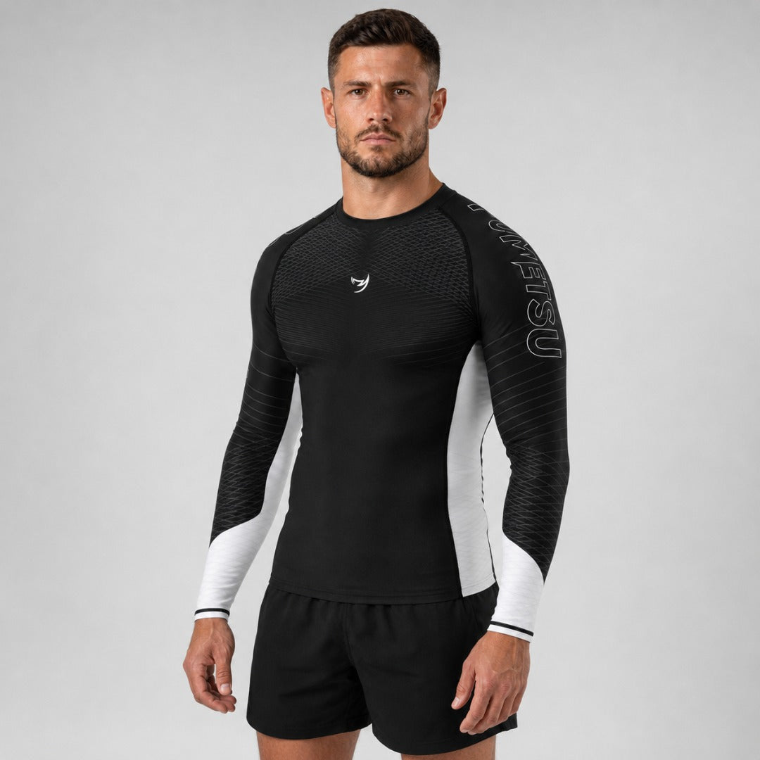 Competitor MK2 Long Sleeve Rash Guard Black/White Lifestyle 2