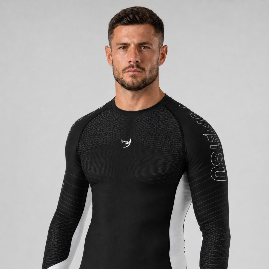 Competitor MK2 Long Sleeve Rash Guard Black/White Lifestyle 4