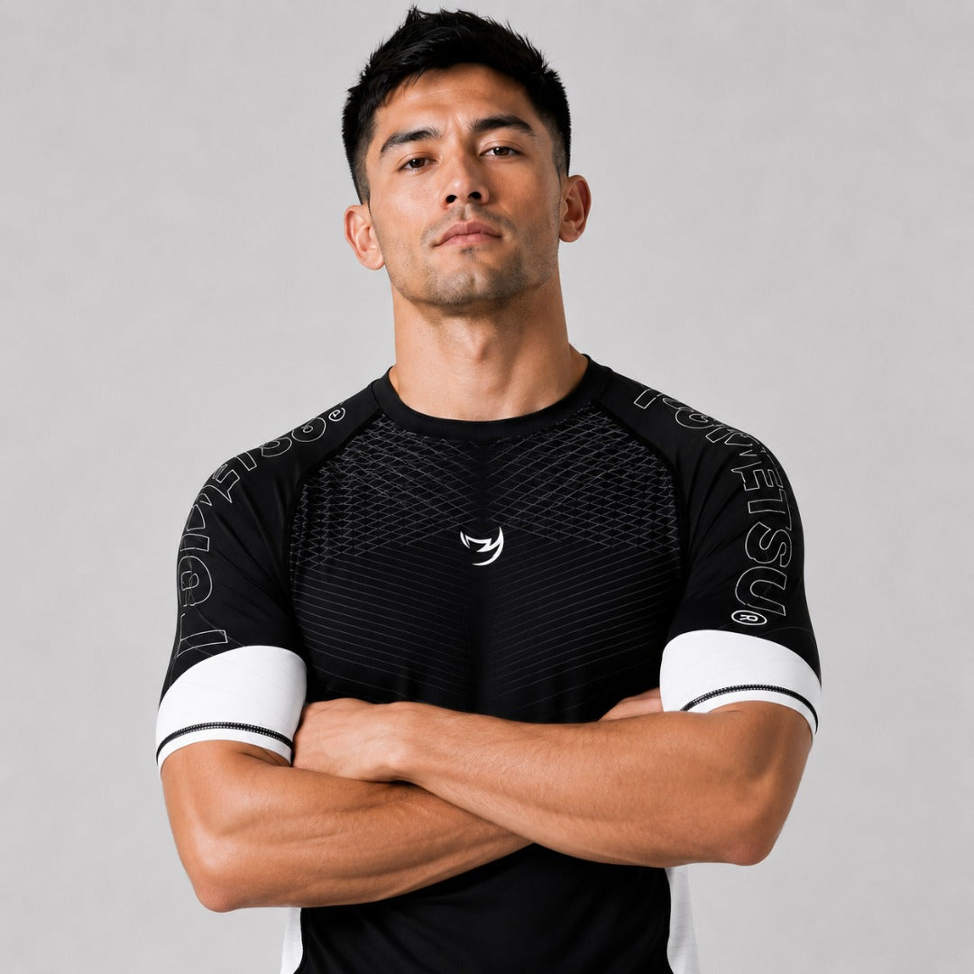 Competitor MK2 Short Sleeve Rash Guard Black/White