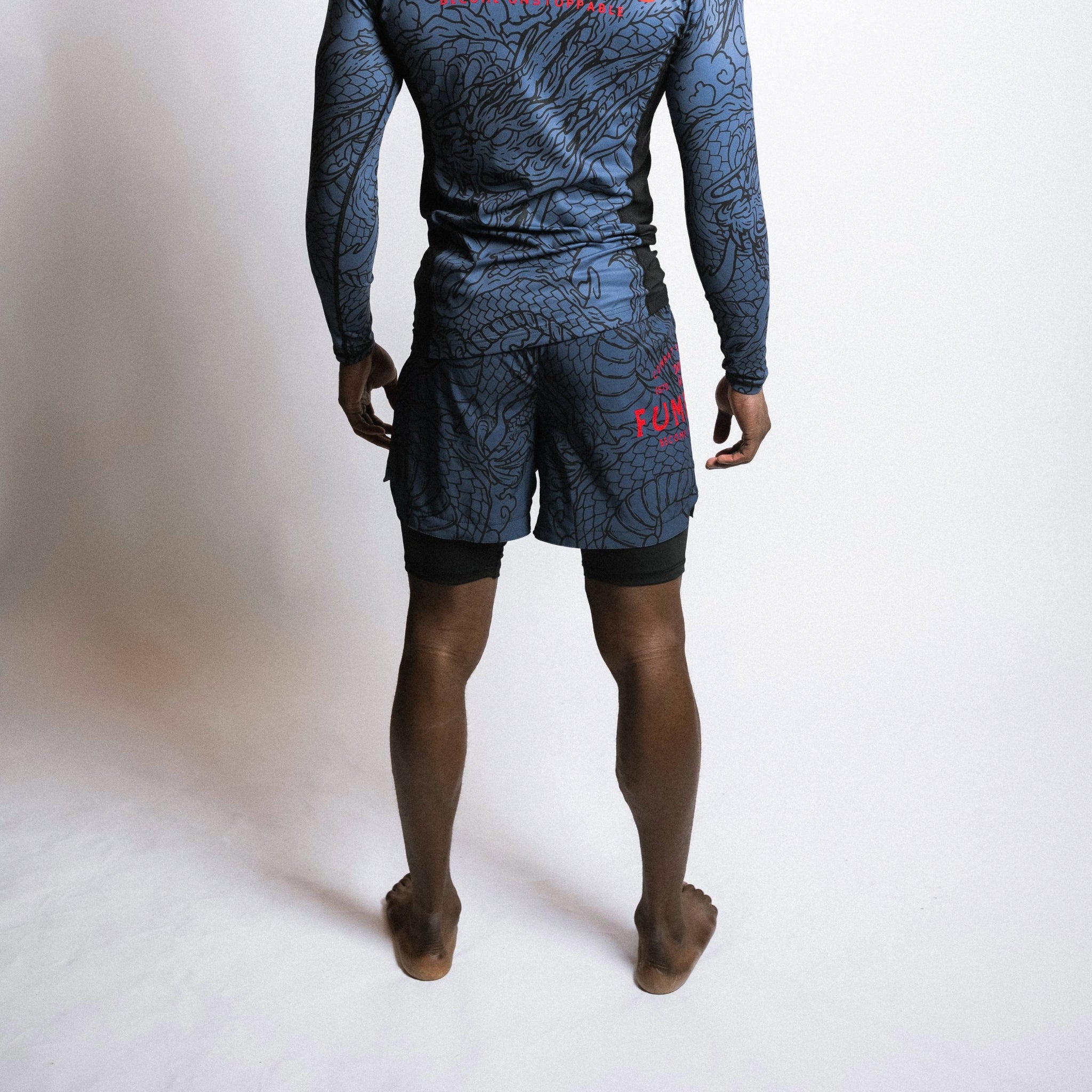 Dragon Slayer Dual Layer Shorts Blue Back