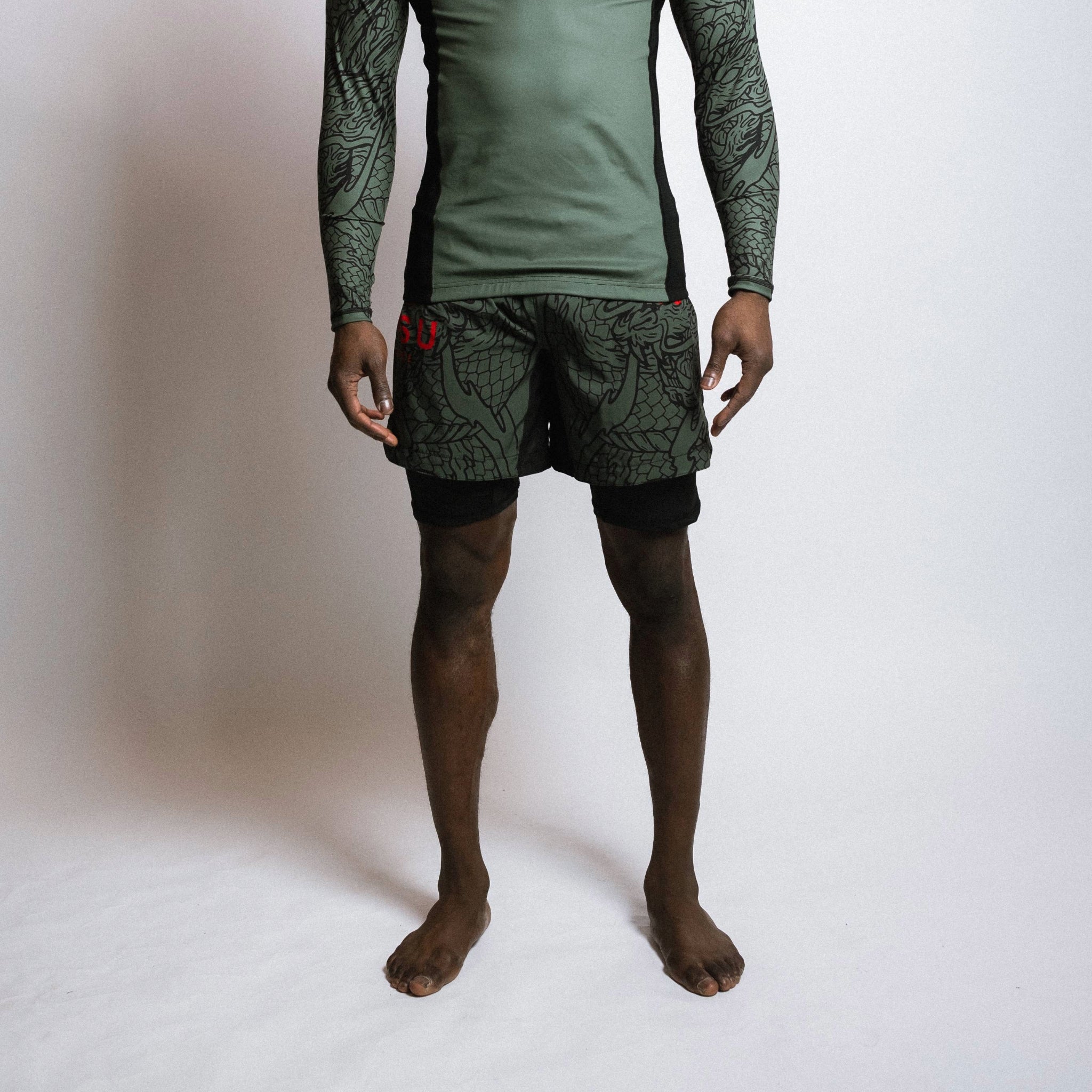 Dragon Slayer Dual Layer Shorts Khaki Lifestyle