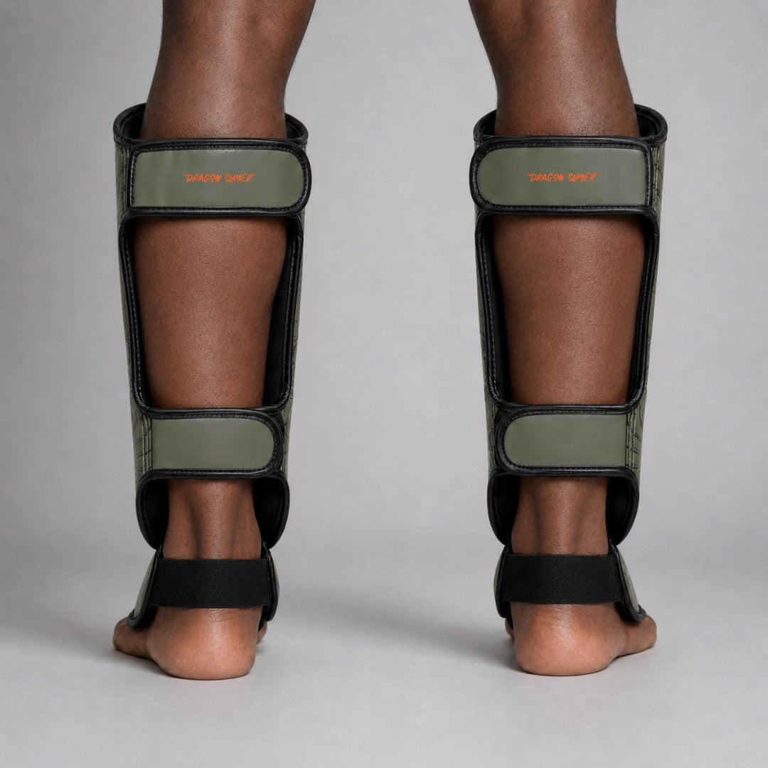 Dragon Slayer Shin Guards Khaki/Orange