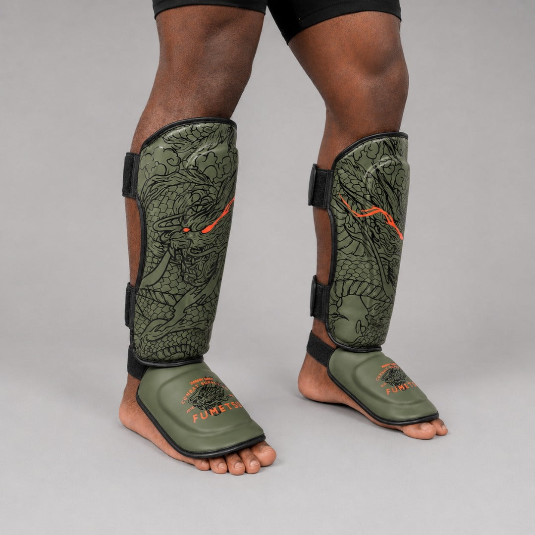 Dragon Slayer Shin Guards Khaki/Orange
