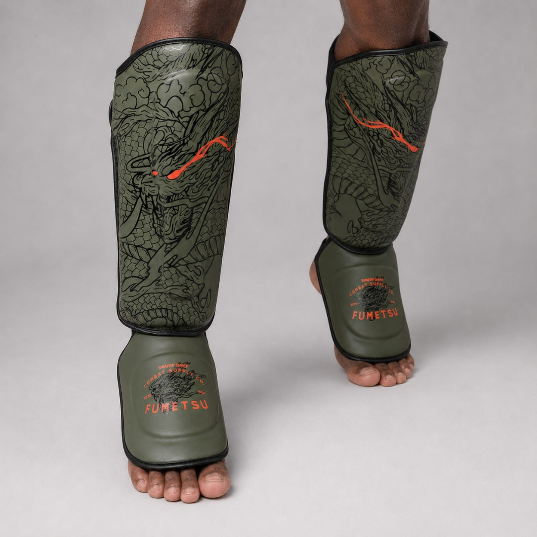 Dragon Slayer Shin Guards Khaki/Orange