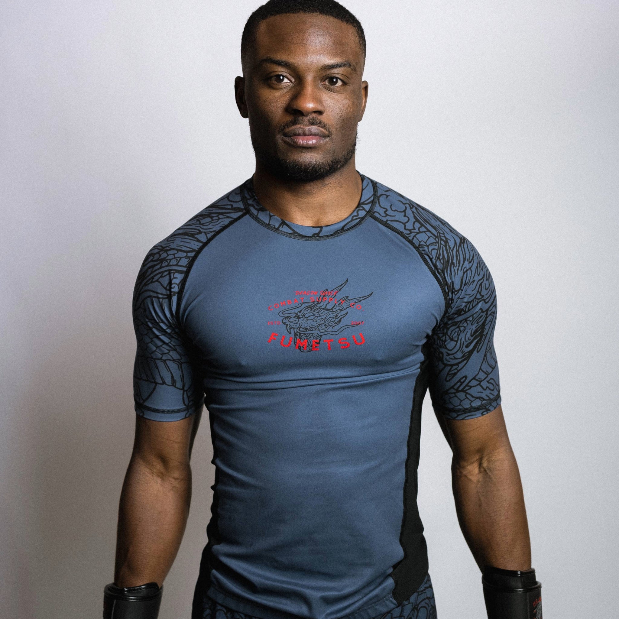 Dragon Slayer Short Sleeve Rash Guard Blue/Black/Red 2