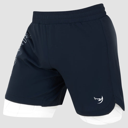Navy/White Icon Dual Layer Fight Shorts
