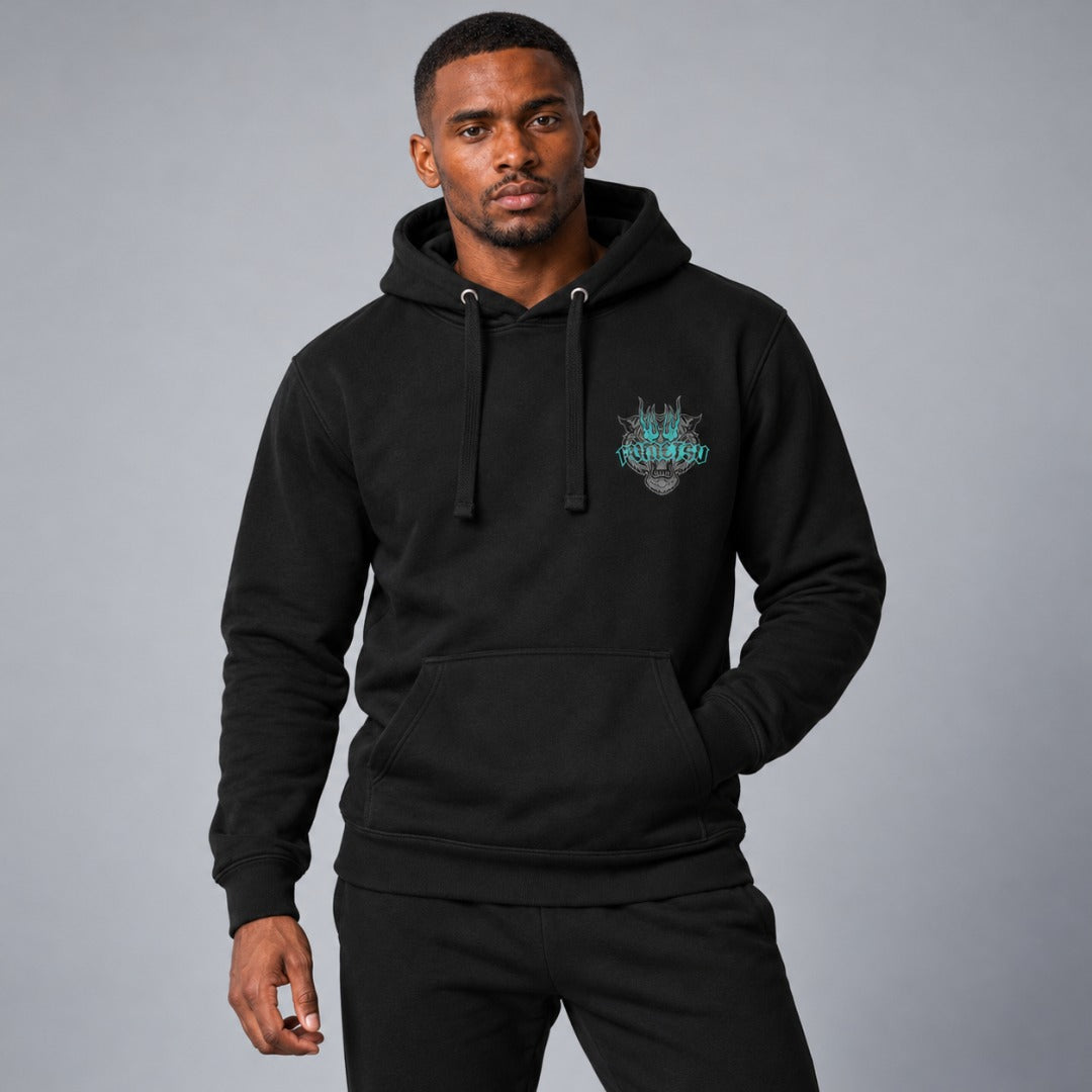 Inked - Tiger Hoodie Black/Teal Lifestyle 4