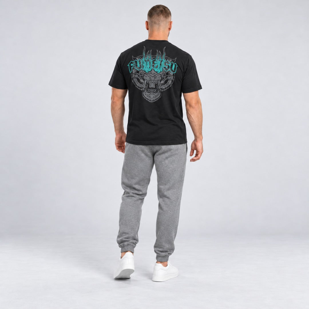Inked Tiger T-Shirt Black/Grey/Teal Lifestyle 2