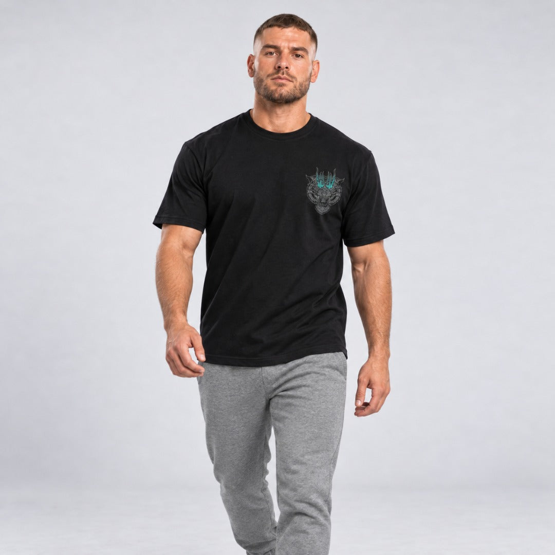 Inked Tiger T-Shirt Black/Grey/Teal Lifestyle 3