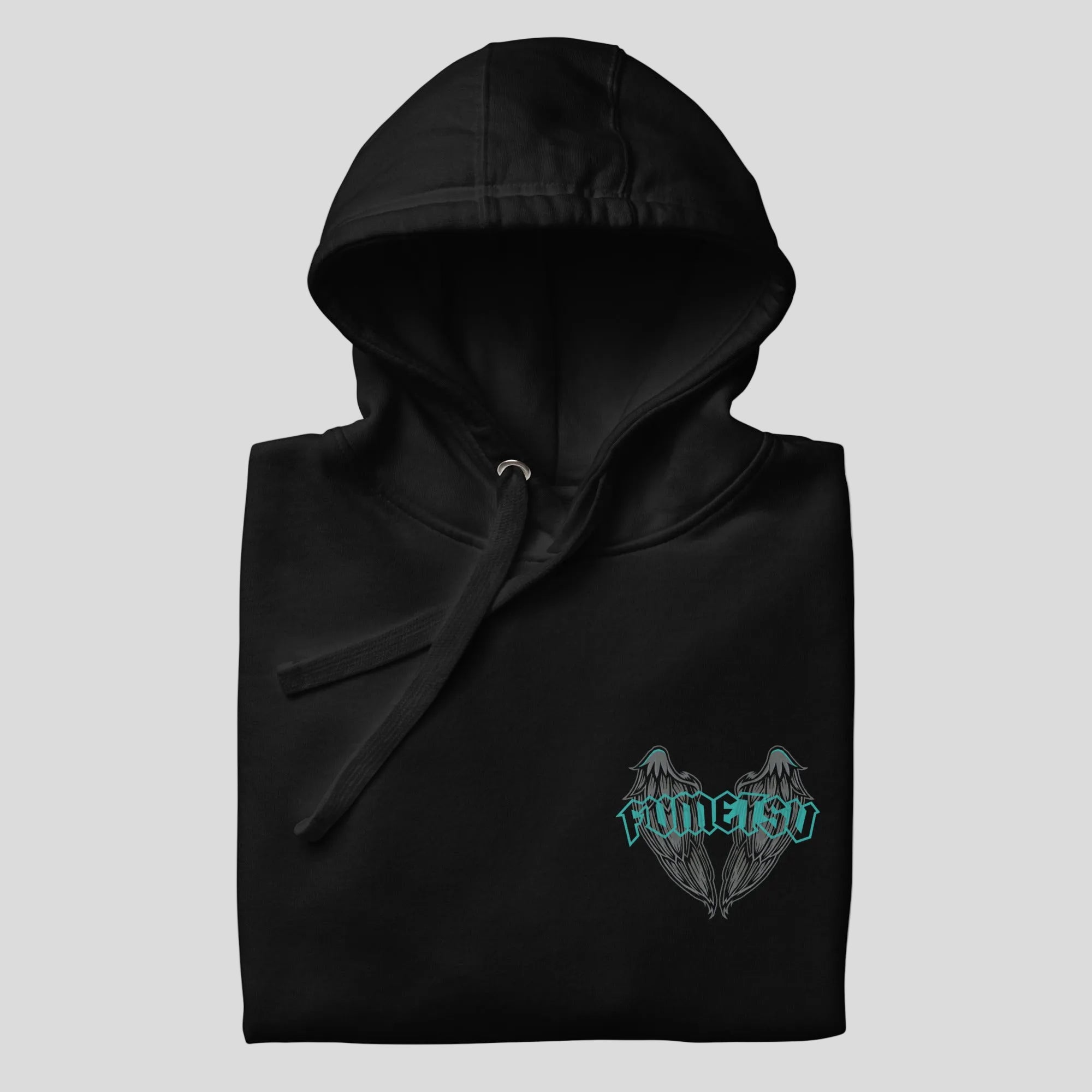 Inked - Wings Hoodie Black/Teal Folded