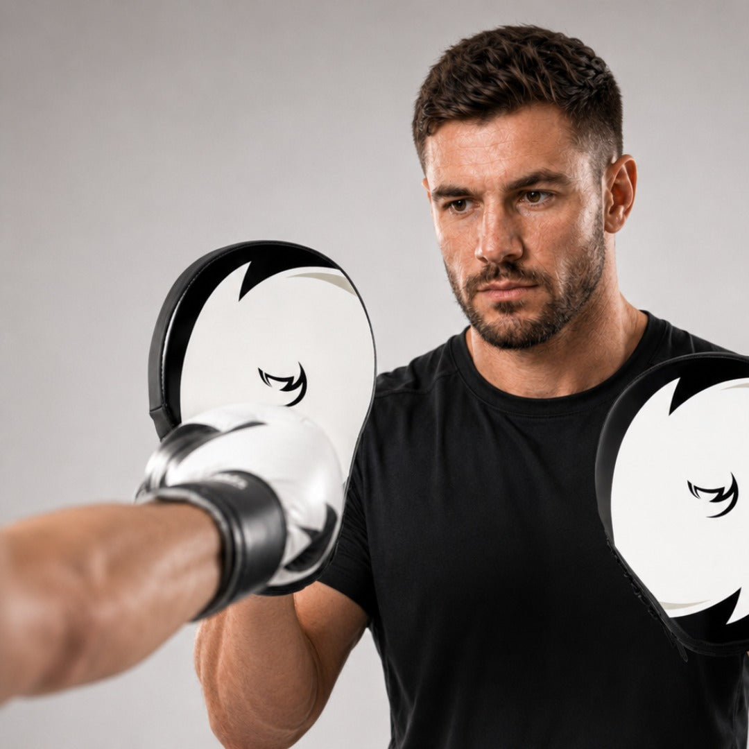 Ghost S3 Boxing Focus Mitts White/Black/Grey Lifestyle 2
