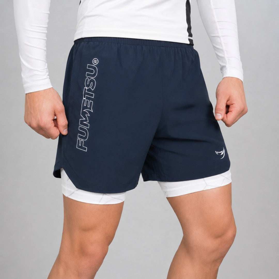 Icon Dual Layer Fight Shorts Navy/White Lifestyle 1