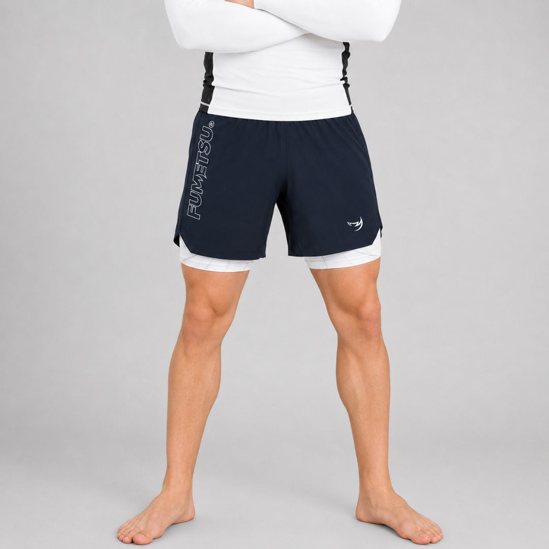 Icon Dual Layer Fight Shorts Navy/White Lifestyle 2